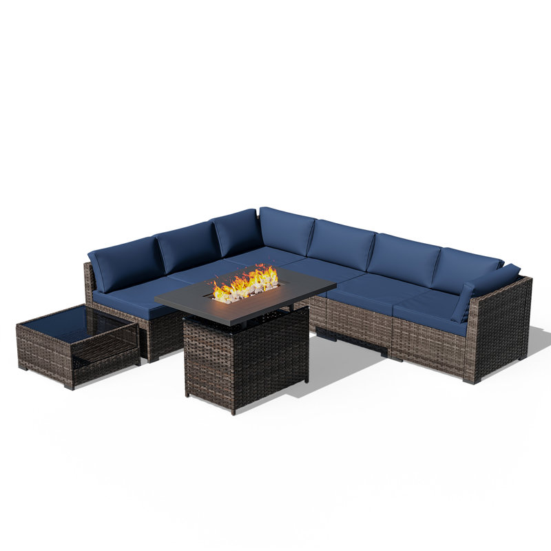 Ensemble de conversation modulaire avec foyer et coussins, Marine