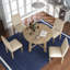 Ensemble de table de salle à manger à rallonge 5 pièces en bois rond et 4 chaises rembourrées-386300-386297-386302