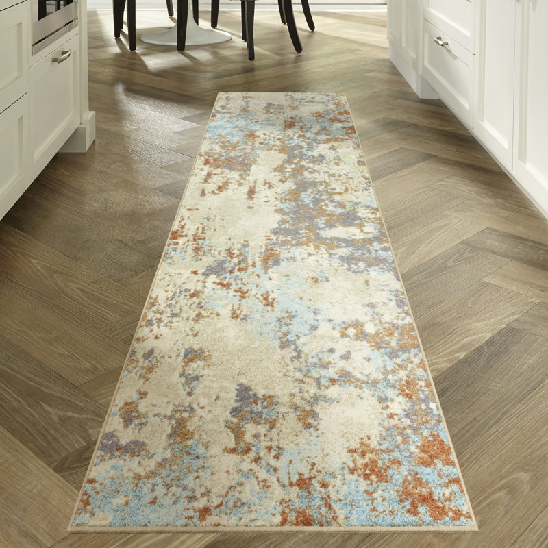 Tapis touffeté ivoire / brun, Tapis de couloir beige