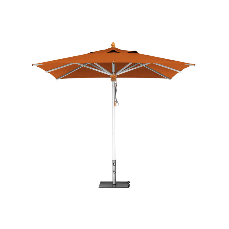Bravura Square Market Umbrella, Square Metal w/ wheels+2.25" Stainless Steel Tube, 11'5", Natural