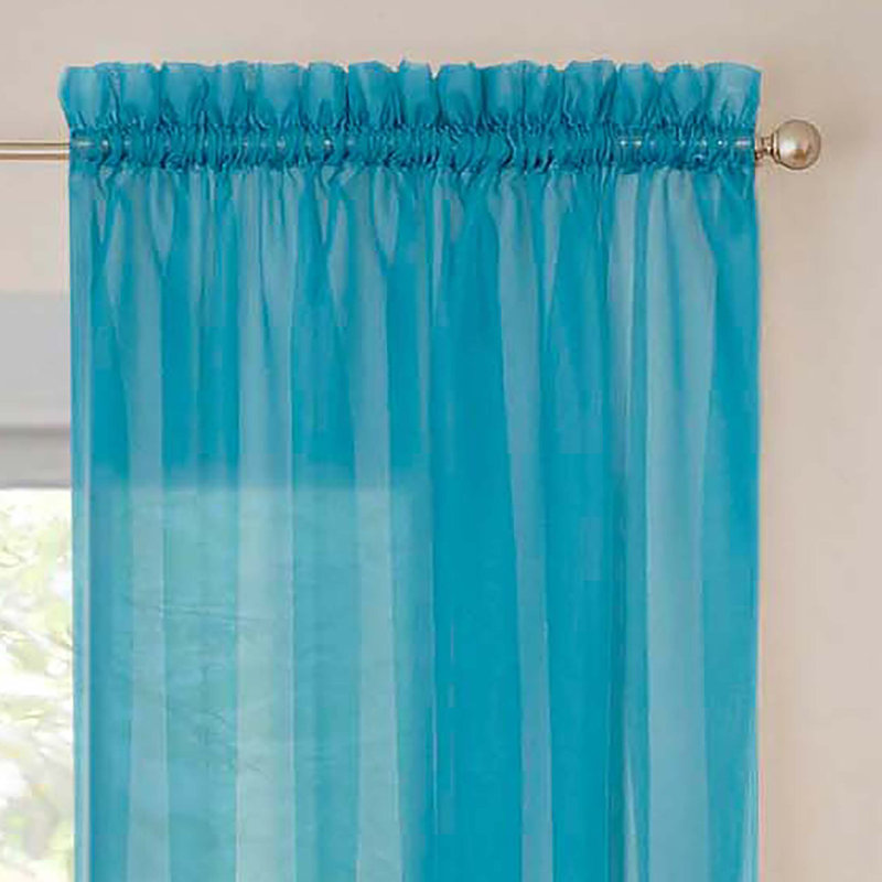 Kober Sheer Curtain Panel Pair, Turquoise, 59"W x 95"L