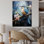 «Blue Bird Murmurs In Moonlight V» - art mural oiseau en métal