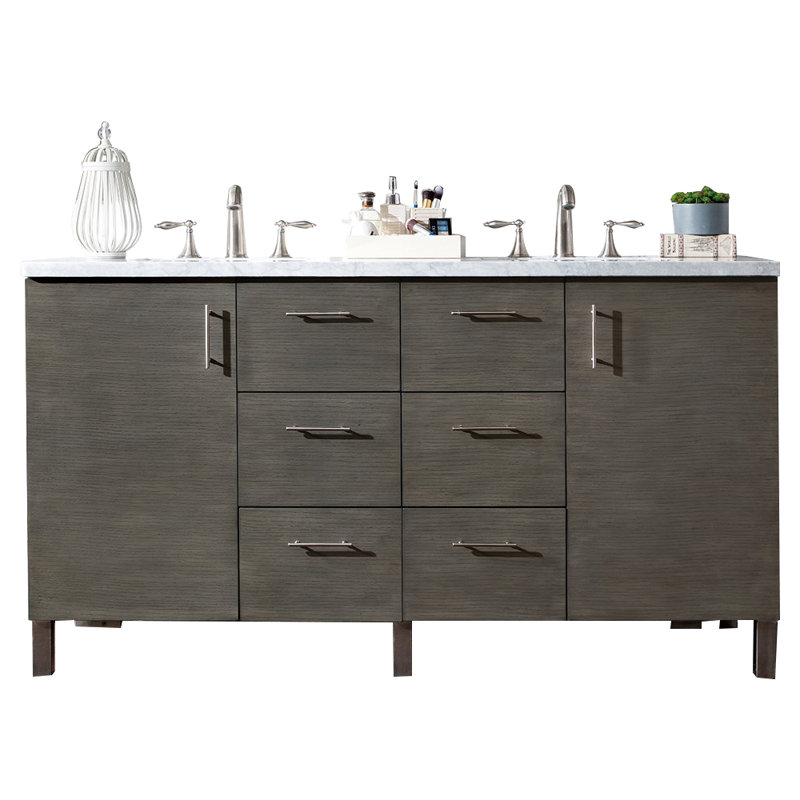 Metropolitan 60'' W Double Vanity, Eternal Marfil, Silver Oak