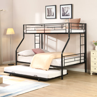 Lit simple superposé avec lit gigogne en métal, aucun sommier nécessaire