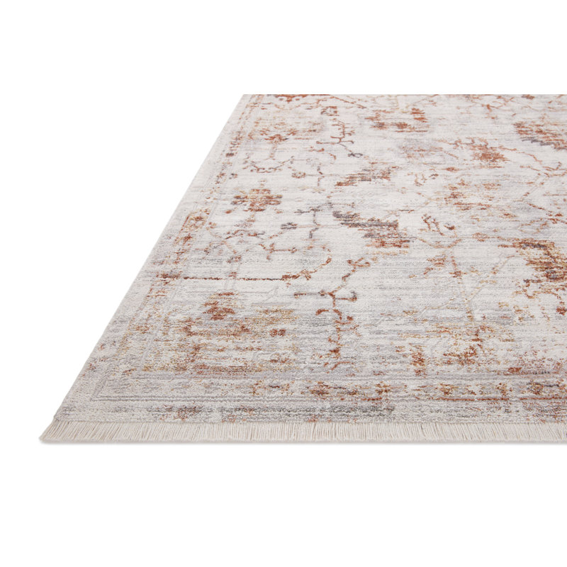 Oriental Area Rug in Silver/Sunset, Square 1'6"
