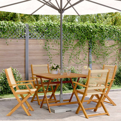 4 - Person Acacia Solid Wood Patio Dining Set Square Table