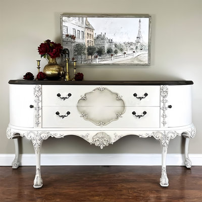 Retro solid wood carved entrance cabinet