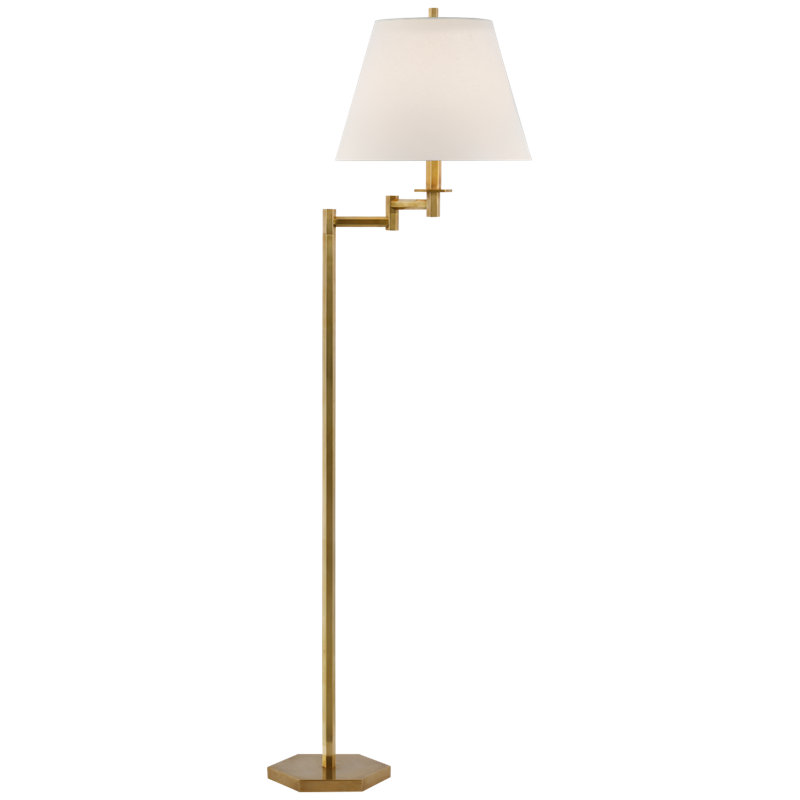 Olivier Swing Arm Floor Lamp, Antique Brass