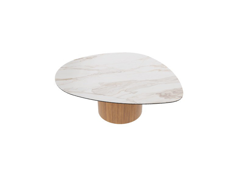 Mushroom Coffee Tables, Canaletto Walnut, Calacatta Paonazzo