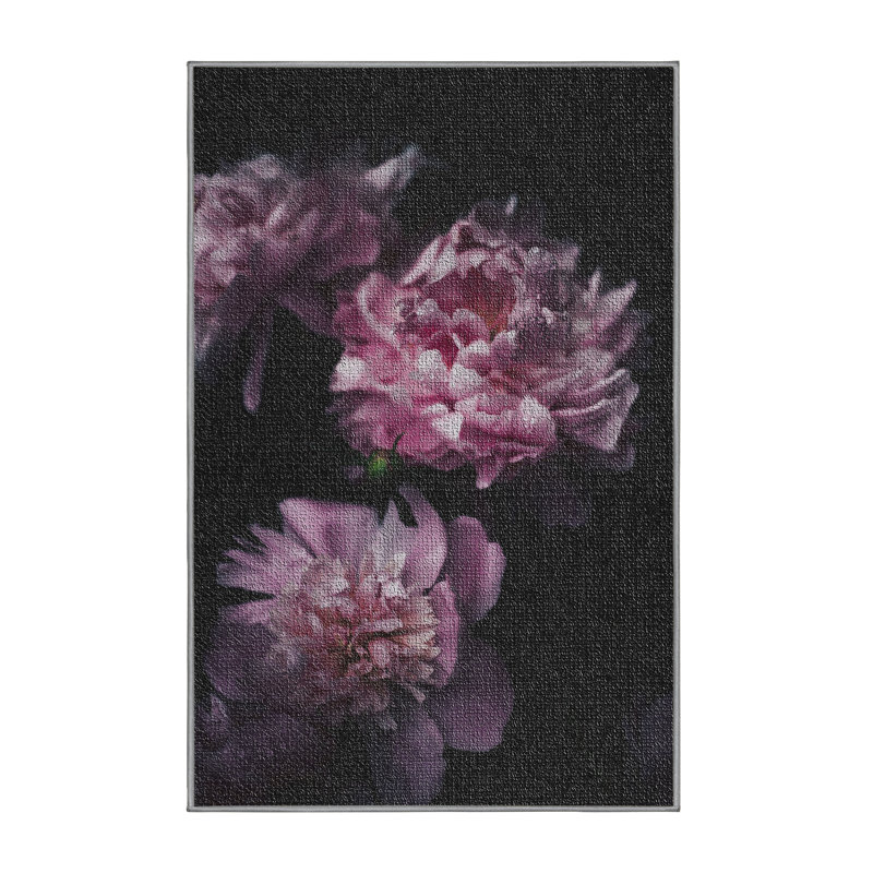 Tapis de fleurs avec 9 zones noires, Rectangle 3 pi x 5 pi