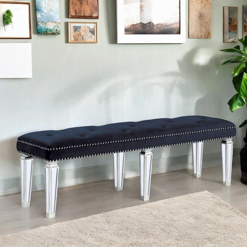 Hallmark Upholstered Bench with Tapered Leg, Black