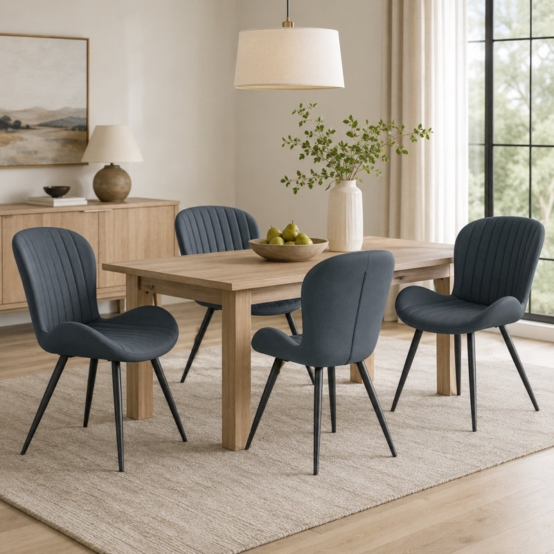 Chaise rembourrée avec pieds en métal, Gris