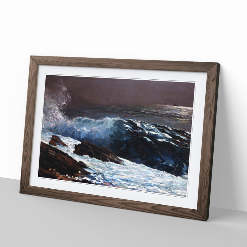 Sunlight on the Coast by Winslow Homer - Picture Frame Painting, Walnut Framed, 48cm H x 65cm W x 2cm D
