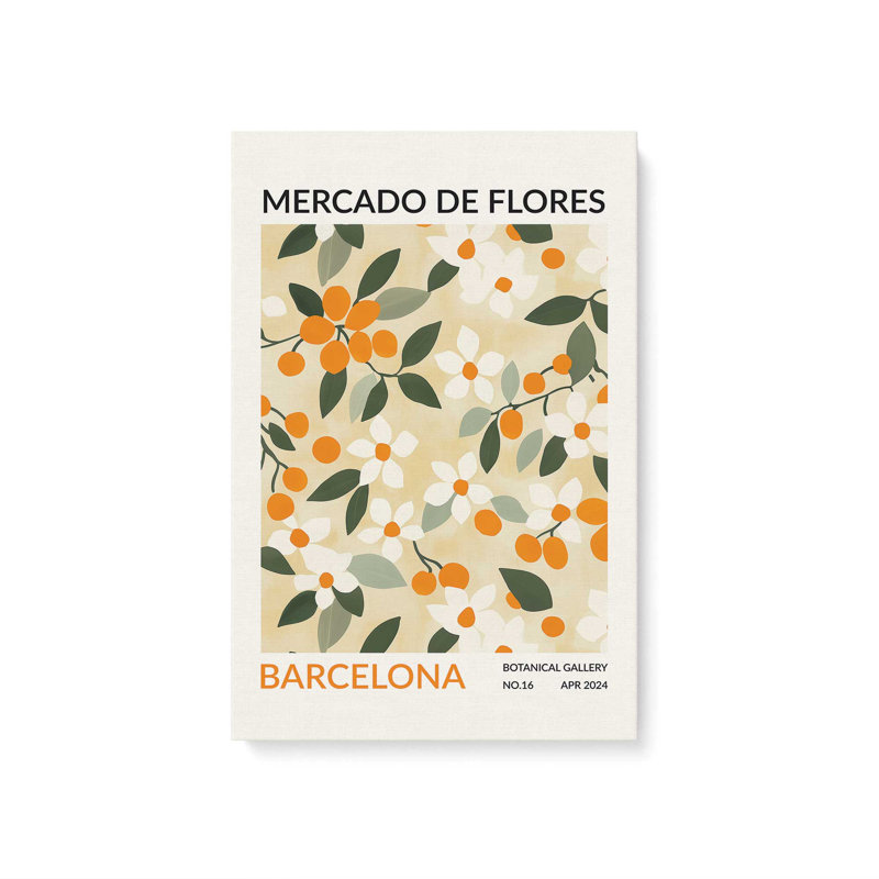 Marché aux fleurs de Barcelone, H 48 po x l 32 po, Toile tendue