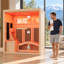 Luxurious 1-Person Infrared Sauna with Red Light Therapy – Wooden Indoor Sauna featuring Comfortable Recliner, 7-Colour Light Strip, Himalayan Salt Bricks, and Oxygen Bar