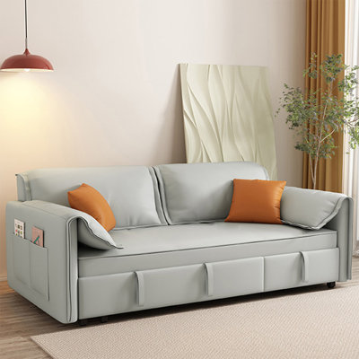 Canapé-lit convertible 74,8 po gris clair en tissu résistant aux égratignures