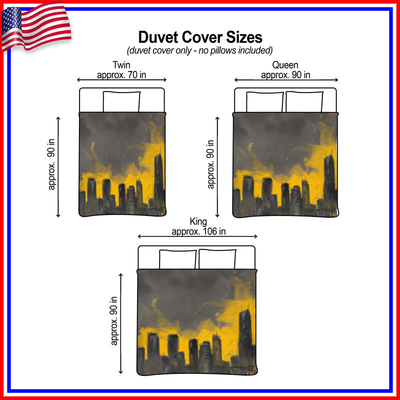 Housses de couette Yellow City Skyline, Grand lit