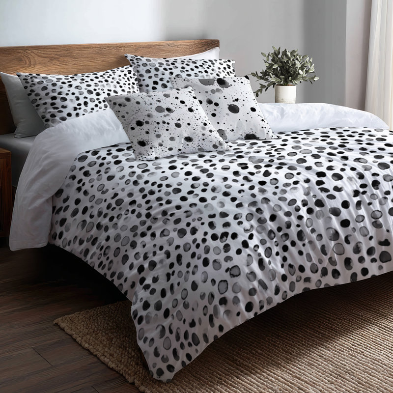 Ensemble de literie 5 pièces Abstract - Ensemble de housse de couette et de coussins modernes noir et blanc