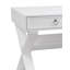Bureau blanc brillant Everly avec base en X et 2 tiroirs sur tablette de rangement