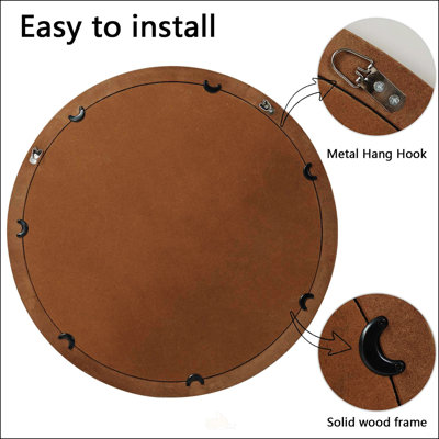 Miroir mural rustique en bois rond avec cadre perlé pour la décoration intérieure