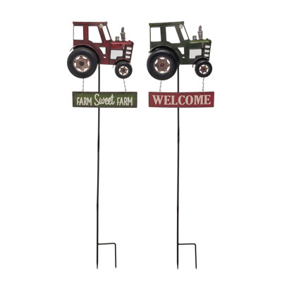  Ensemble de 2 décorations de printemps en métal pour tracteur Y / S