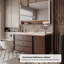 Meuble-lavabo sur pied 43,70 po en aluminium brun avec armoire à miroir
