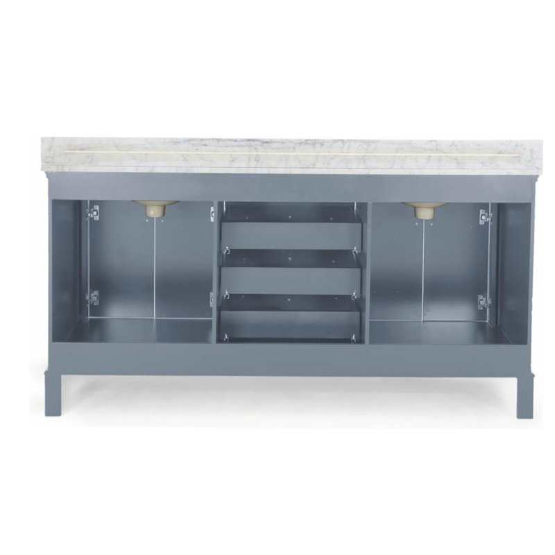 Meuble-lavabo double 73,01 avec comptoir, Gris