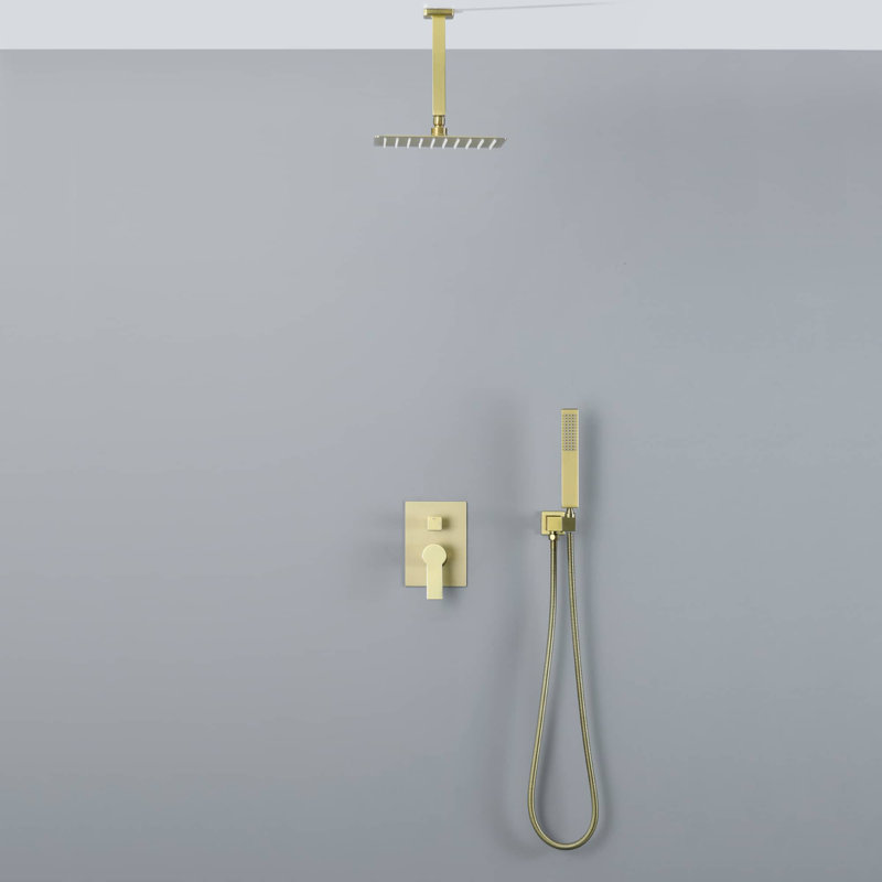 Système de douche complet avec valve brute, Or brossé