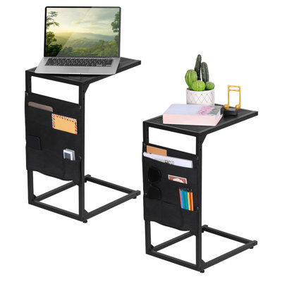 Paquet de 2: sac en tissu et table en forme de C - noir