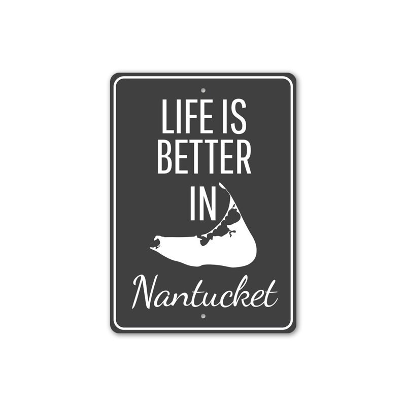 Enseigne en aluminium Nantucket Life, H 18 po x l 12 po x P 0,06 po