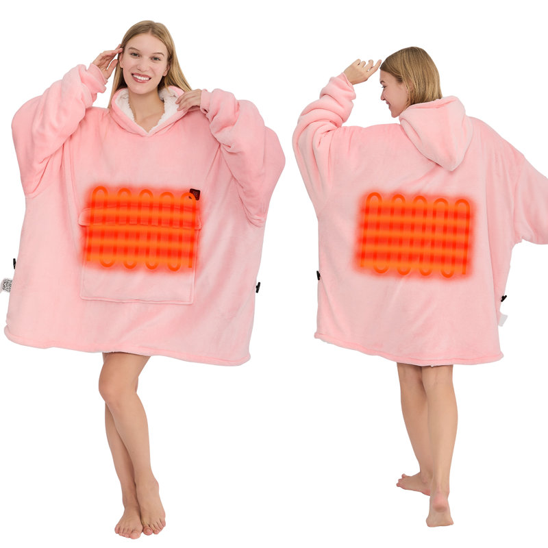 Surdimensionné en sherpa chauffant pour adultes, Rose