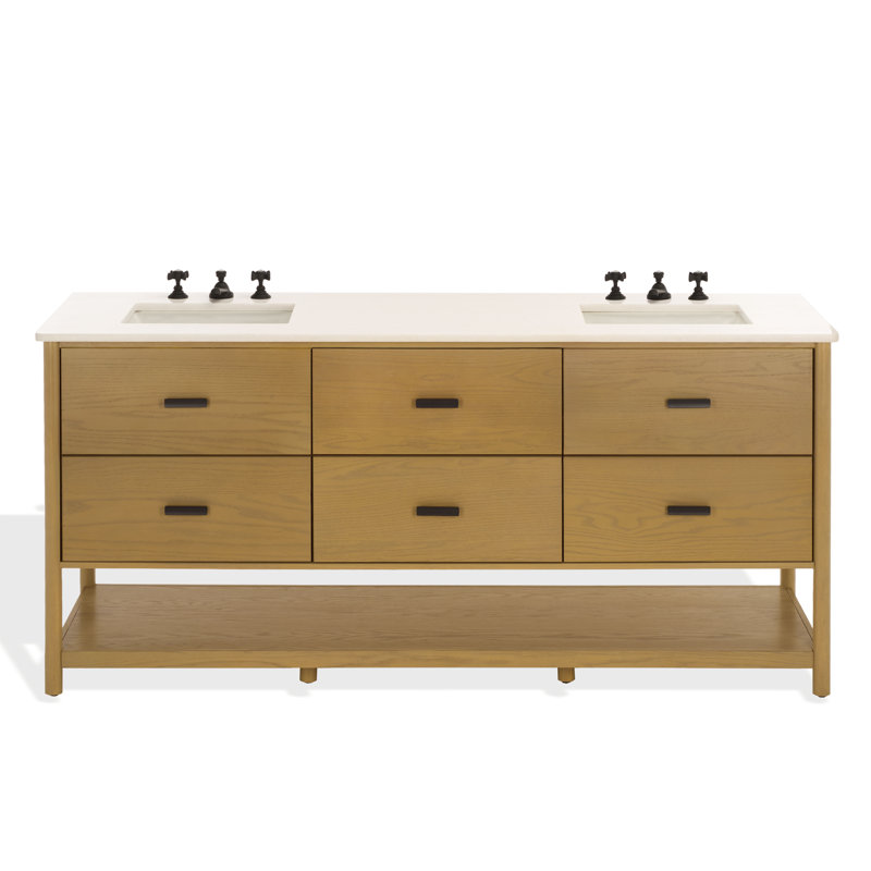 Kaplan 72" Double Sink Bathroom Vanity, Natural