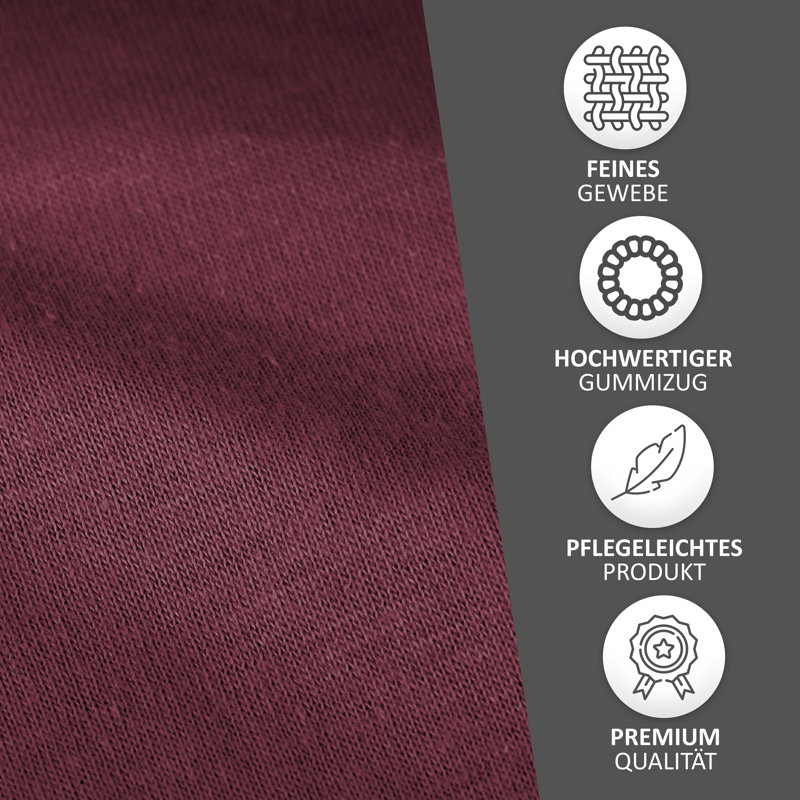 100% Cotton Jersey Knit Fitted Sheet, Bordeaux, European Single (90 x 200cm)