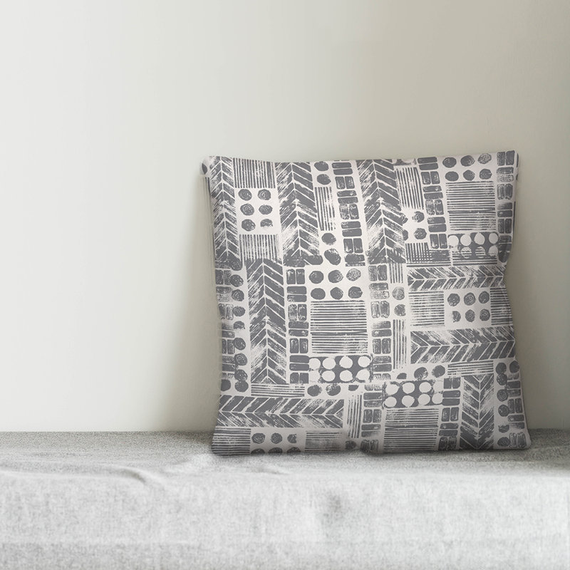 Throw Pillow, 18" x 18", White/Gray Geometric 2