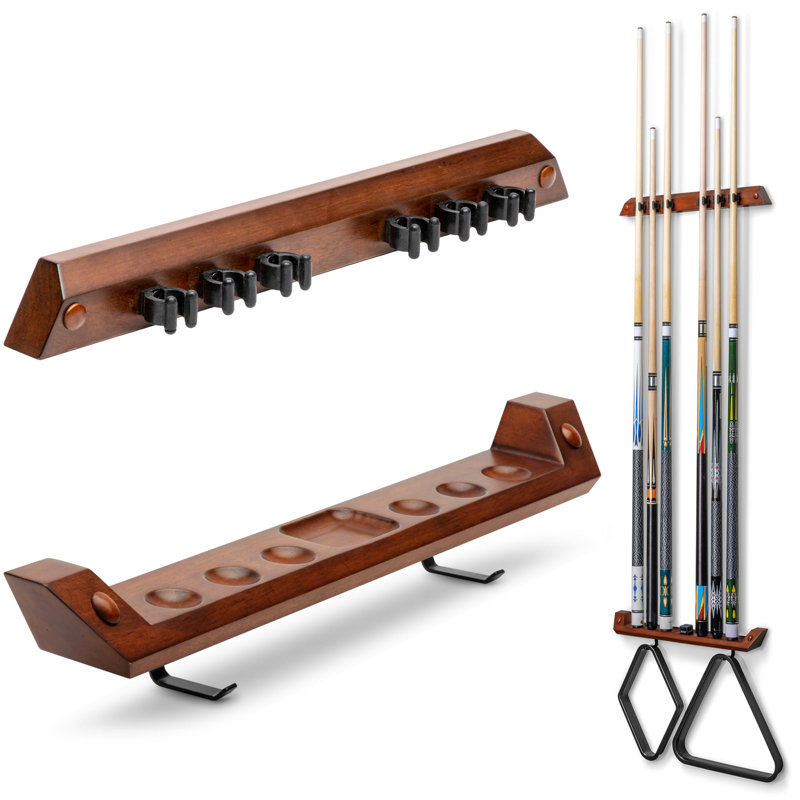 Porte-queues de billard mural - Peut contenir 6 queues et 2 supports triangulaires