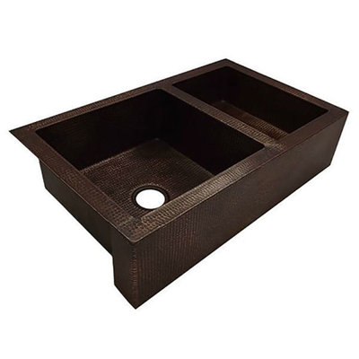 Bloomsbury Market 580 mm W Double Bowl Copper Farmhouse and Undermount Kitchen Sink