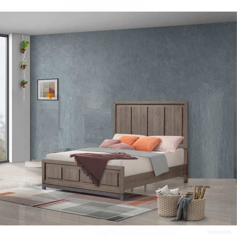 Finition en chêne gris apaisant au design élégant et minimaliste de 1 lit à panneau contemporain
