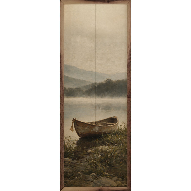 Canot rétro sur un lac brumeux, 4 x 12