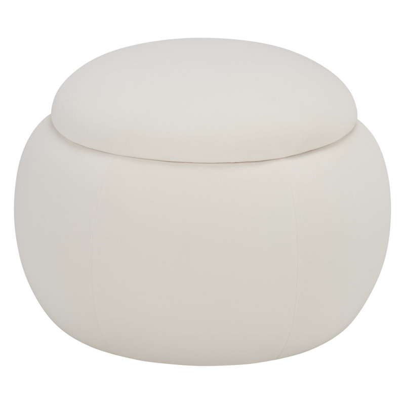 Siara Round Storage Ottoman, Creme
