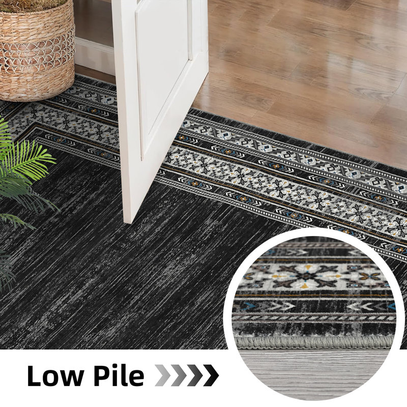 Tapis moderne lavable pour tapis de salon à motif géométrique doux antidérapant, Rectangulaire 8 pi x 10 pi