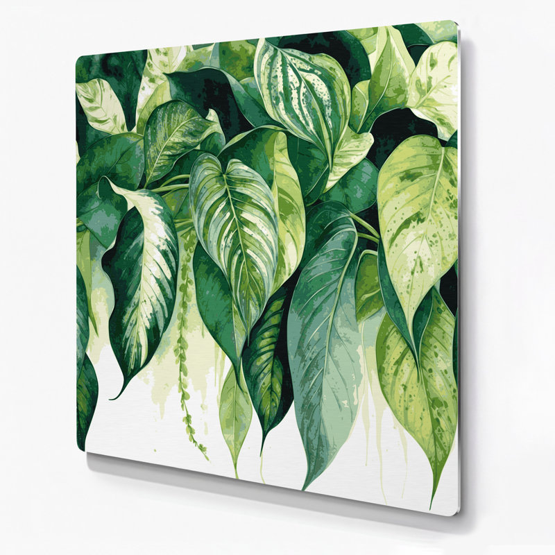 Botanique, art mural en métal beige de Dieffenbachia, H 144 po x l 144 po x P 0,05 po