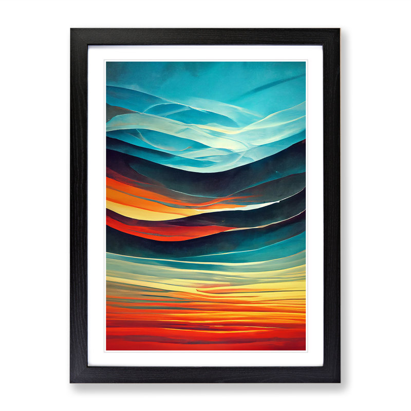 Sunset No.2 - Single Picture Frame Print, Black , 64cm H x 46cm W x 2cm D