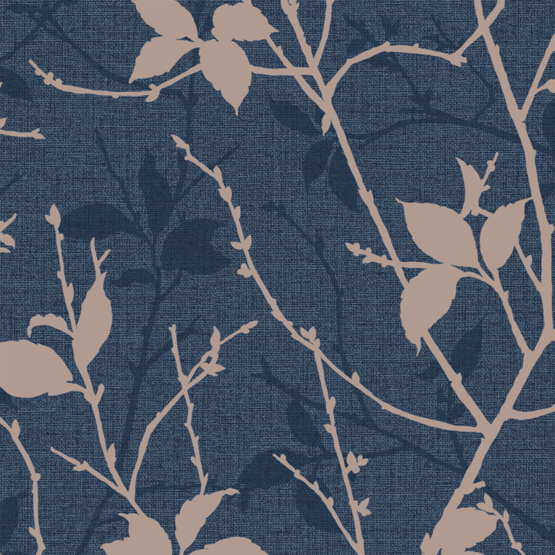Double rouleau floral Grimbald, Bleu marine / cuivre