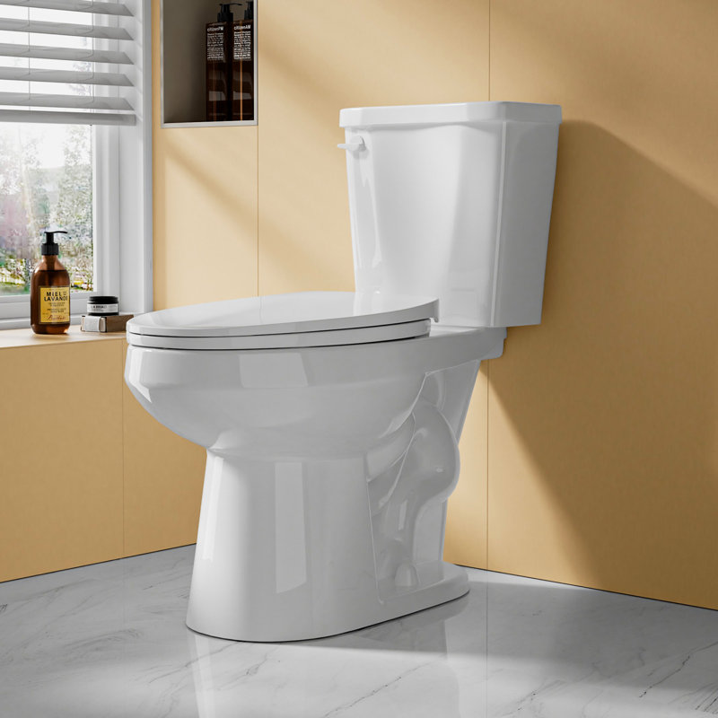 Toilette allongée 2 pièces 17,5 po de hauteur 17,5 po ADA pour personnes âgées, 1,28 GPF à chasse d'eau blanche, carte à chasse 1000g avec siège à fermeture douce