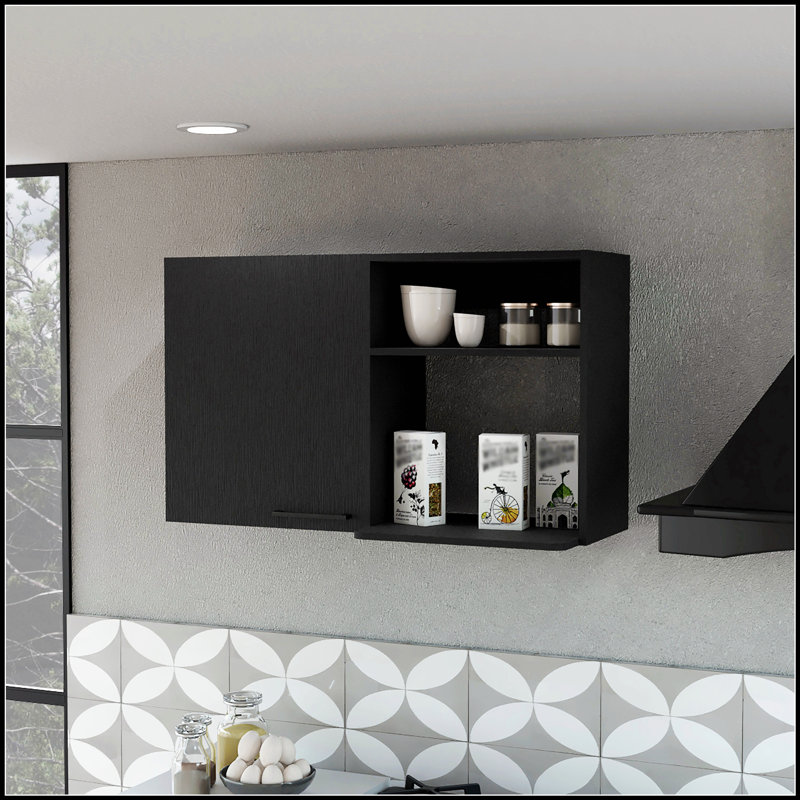 Armoire murale 2 pièces Carter avec tablettes latérales pour un rangement de cuisine amélioré et une esthétique moderne