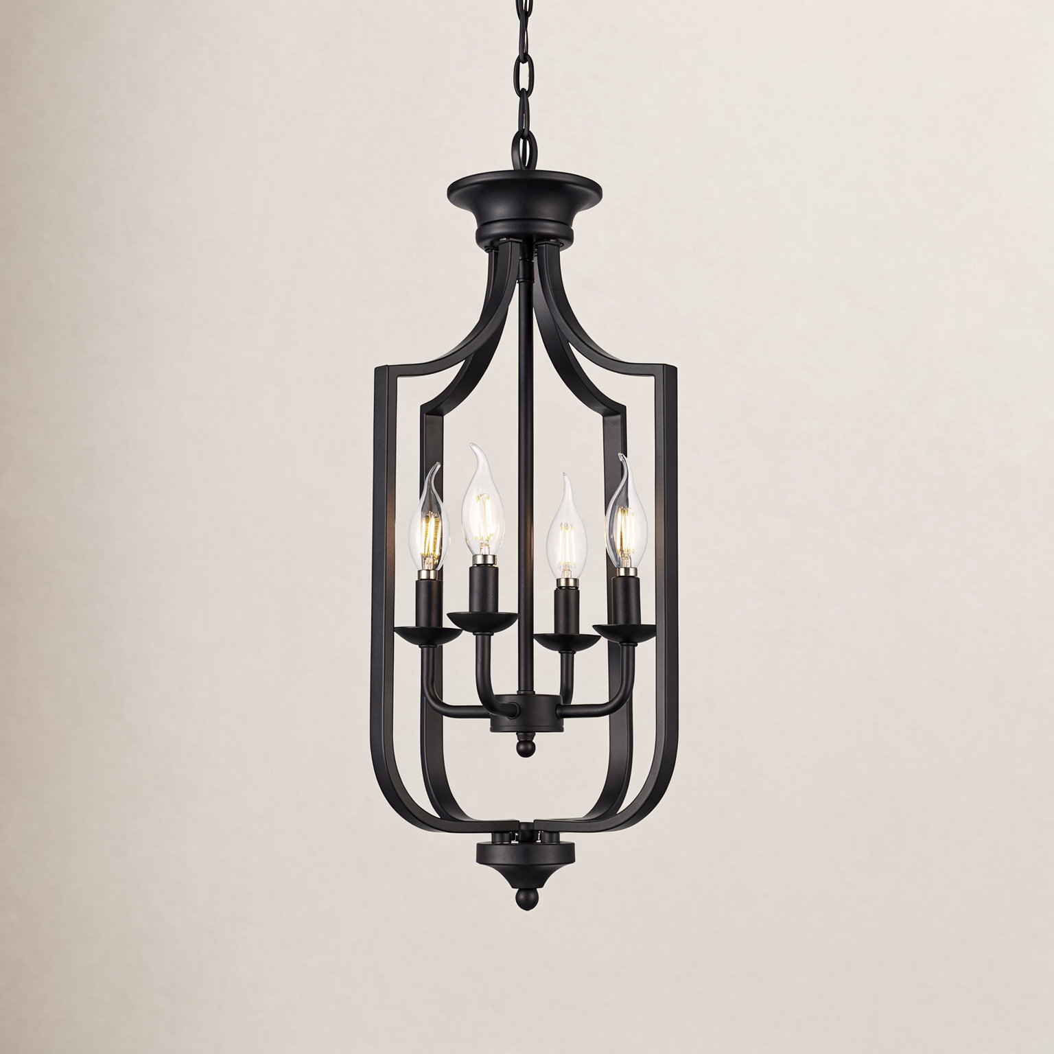 Baril 4 - Light Lantern Empire Chandelier, Matte Black, Small