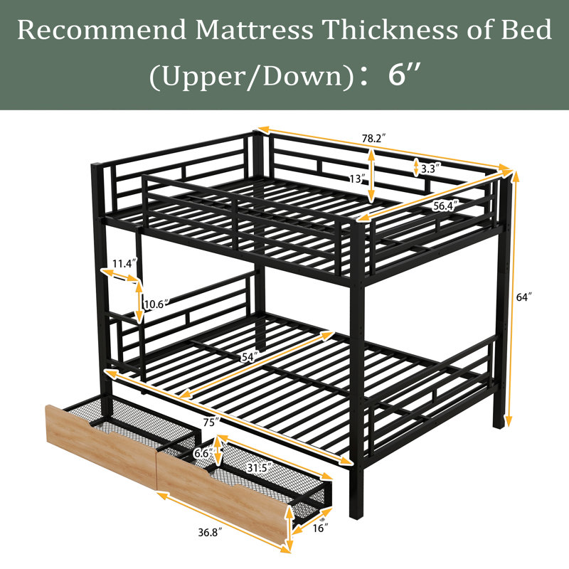 Imboden Kids Full Bunk Bed with Drawers