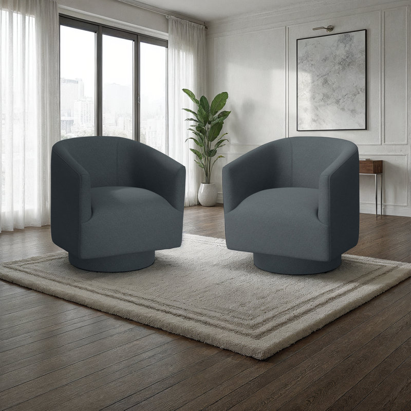 Leeroy 29'' Wide Swivel Armchairs, Set of 2, Blue