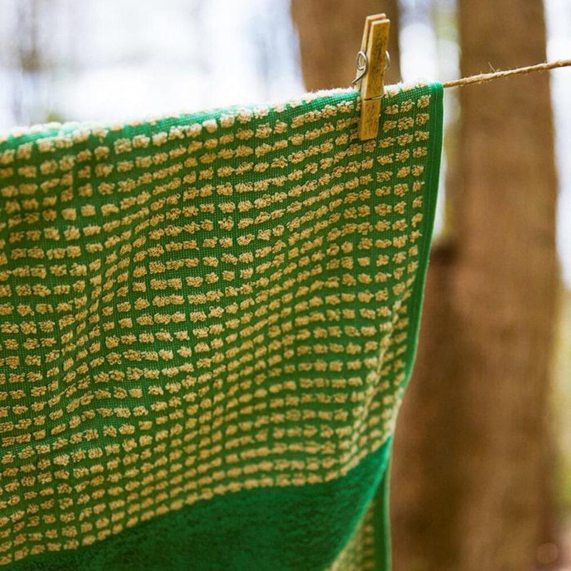 Razaria Organic 100% Cotton Midweight Bath Sheet, Green/Sand