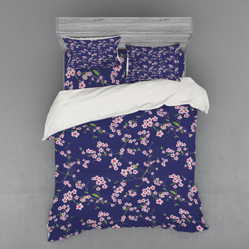 Ensemble de housse de couette éclectique violet / rosé en microfibre, Housse de couette grand + 3 pièces supplémentair